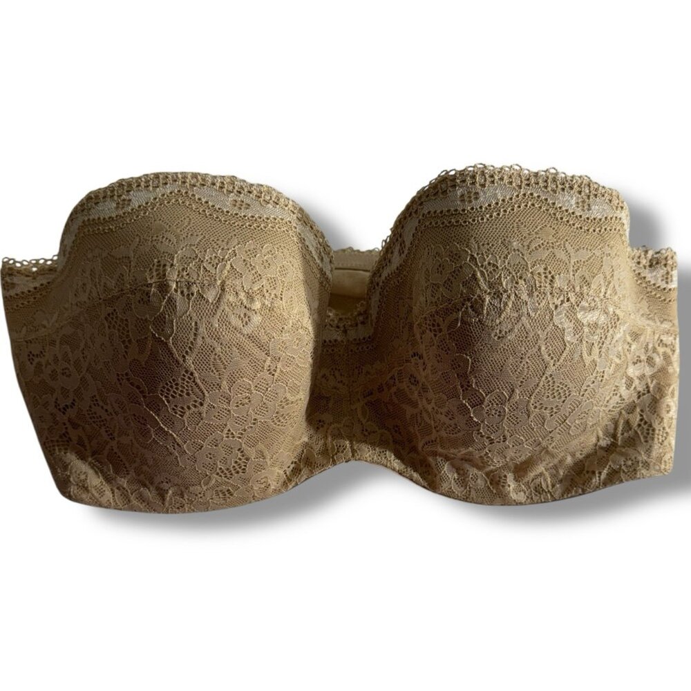 38D b.tempt'd Womens Beige Lace Underwire Side Closure Strapless Bra *NO STRAPS*